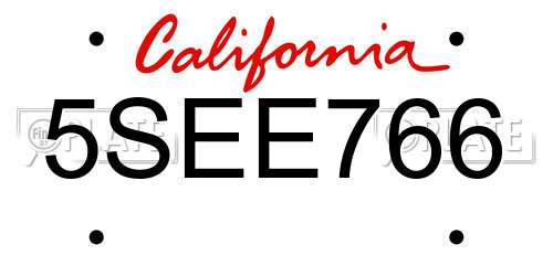 5SEE766 California License Plate