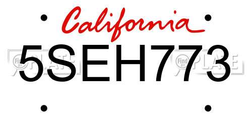 5SEH773 California License Plate