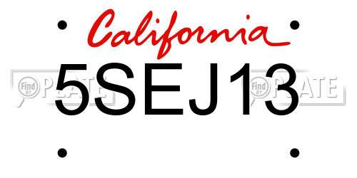 5SEJ13 California License Plate