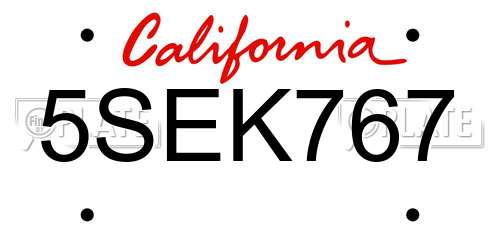 5SEK767 California License Plate
