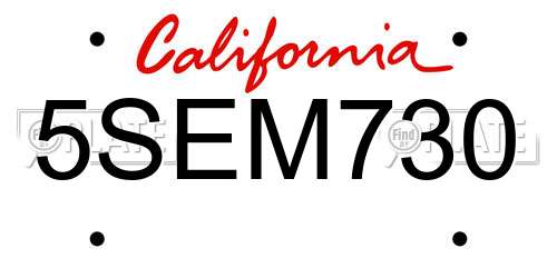 5SEM730 California License Plate