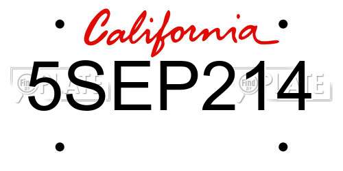 5SEP214 California License Plate