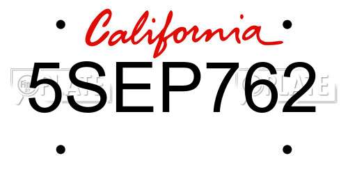 5SEP762 California License Plate