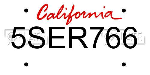 5SER766 California License Plate