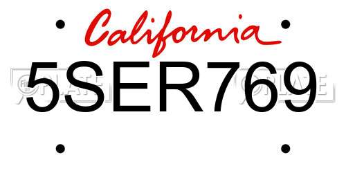 5SER769 California License Plate