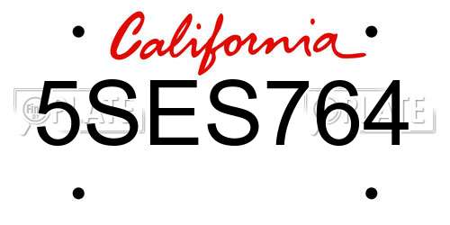 5SES764 California License Plate