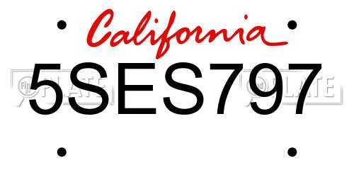 5SES797 California License Plate