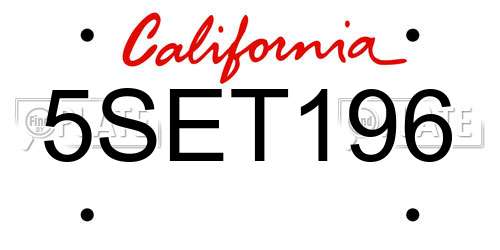 5SET196 California License Plate