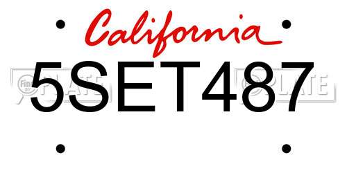 5SET487 California License Plate
