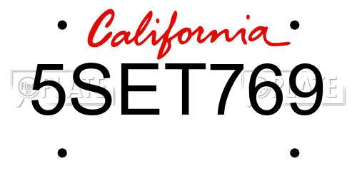5SET769 California License Plate
