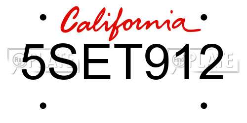 5SET912 California License Plate