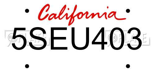 5SEU403 California License Plate