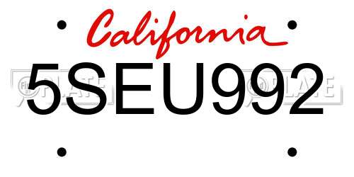 5SEU992 California License Plate