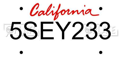 5SEY233 California License Plate
