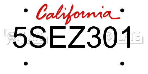 5SEZ301 California License Plate