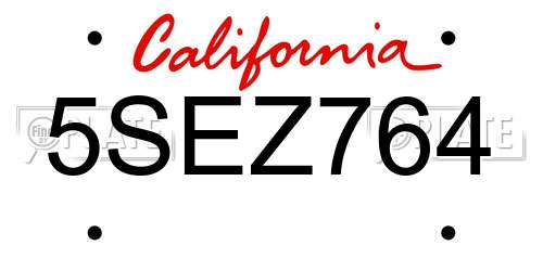 5SEZ764 California License Plate