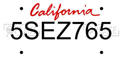 5SEZ765 California License Plate