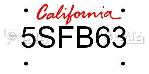 5SFB63 California License Plate