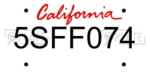 5SFF074 California License Plate