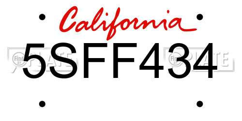 5SFF434 California License Plate