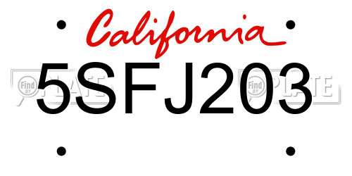 5SFJ203 California License Plate
