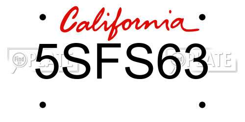 5SFS63 California License Plate
