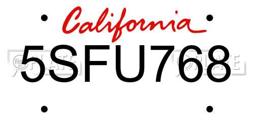 5SFU768 California License Plate