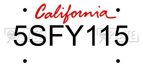 5SFY115 California License Plate