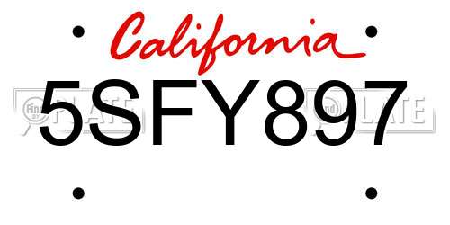 5SFY897 California License Plate