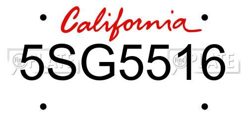 5SG5516 California License Plate