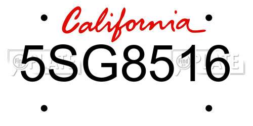 5SG8516 California License Plate