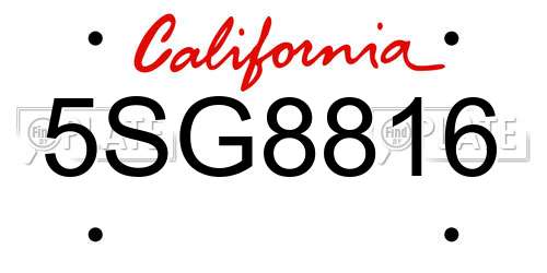 5SG8816 California License Plate