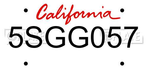 5SGG057 California License Plate