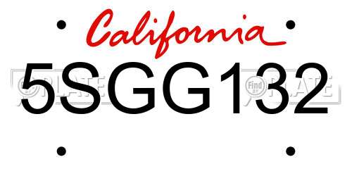 5SGG132 California License Plate