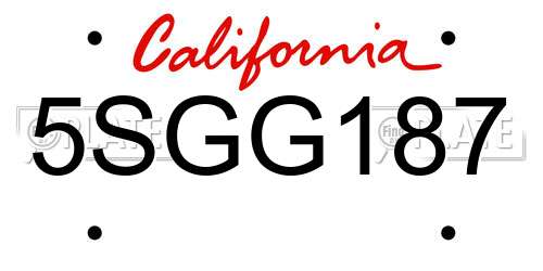 5SGG187 California License Plate