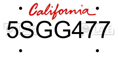 5SGG477 California License Plate