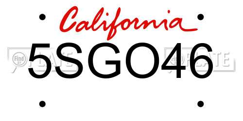 5SGO46 California License Plate