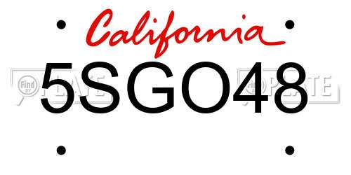 5SGO48 California License Plate