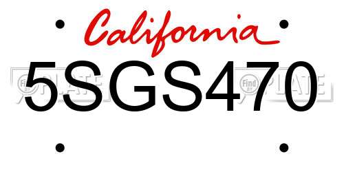 5SGS470 California License Plate