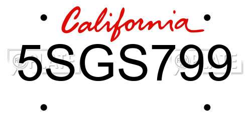 5SGS799 California License Plate