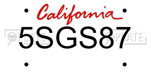 5SGS87 California License Plate