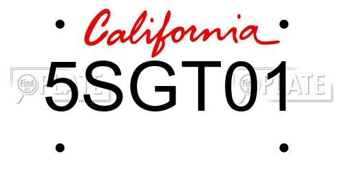 5SGT01 California License Plate