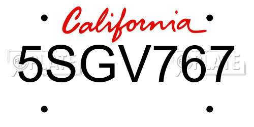 5SGV767 California License Plate