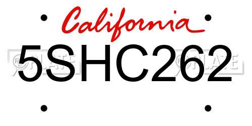 5SHC262 California License Plate