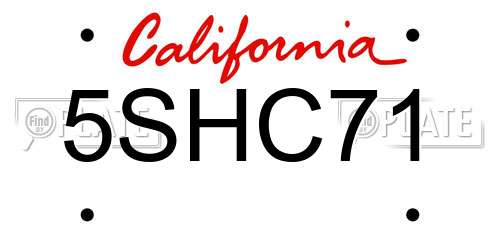 5SHC71 California License Plate