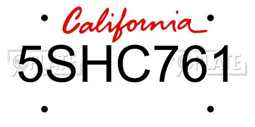 5SHC761 California License Plate