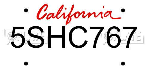 5SHC767 California License Plate