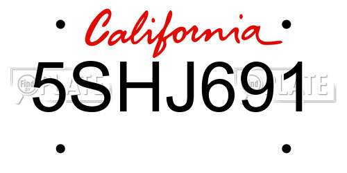 5SHJ691 California License Plate