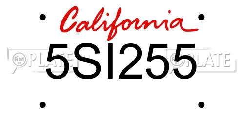 5SI255 California License Plate