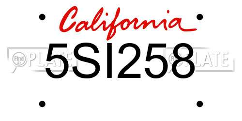 5SI258 California License Plate